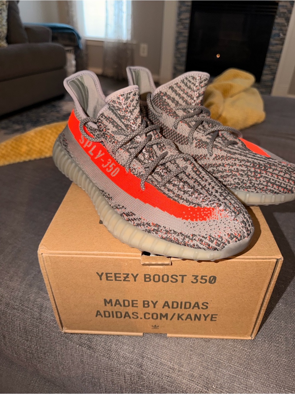 “New” Adidas Yeezy Boost 350 V2 Beluga Reflective Gray Orange Low Top